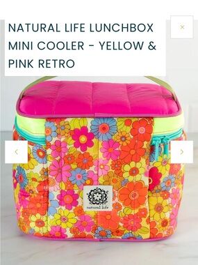 NATURAL LIFE Pink & Yellow Floral Kids Mini Cooler Lunch Bag